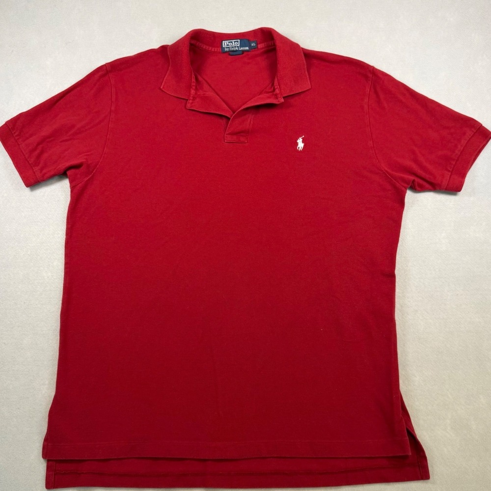 Polo Ralph Lauren Mens XL Red Short Sleeve Pique Cotton Pony Logo Polo Shirt
